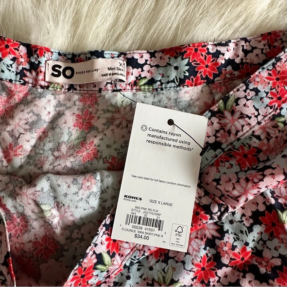 NWT SO Floral Miniskirt - Picture 2 of 7